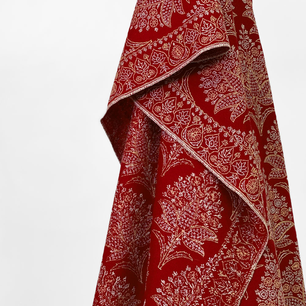 InDream 刺繍ショール パシュミナ カシミヤ  100cm巾 赤 レッド 02 パーティー クリスマス ギフト おしゃれ 誕生日 プレゼント 春 夏 秋 冬