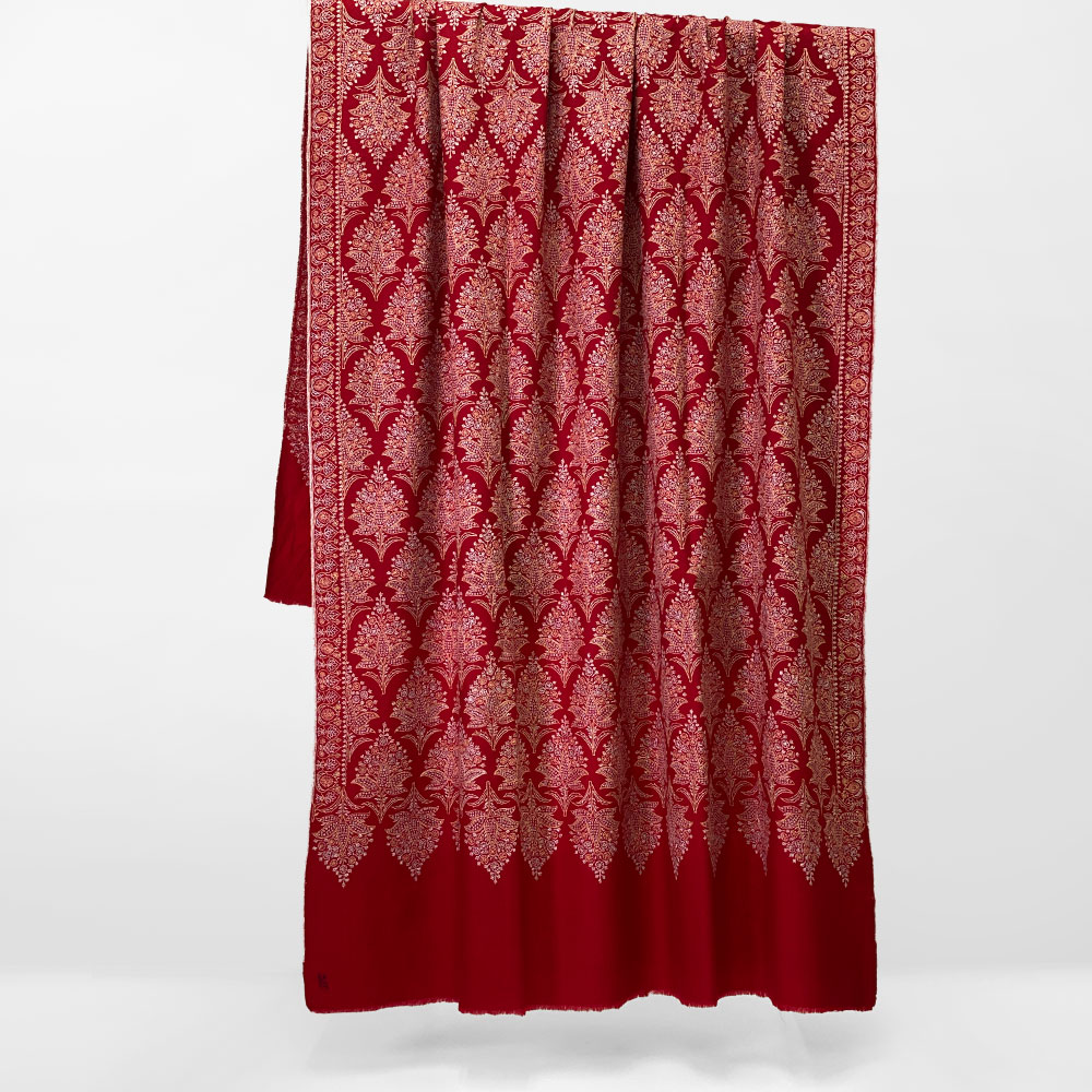 InDream 刺繍ショール パシュミナ カシミヤ  100cm巾 赤 レッド 02 パーティー クリスマス ギフト おしゃれ 誕生日 プレゼント 春 夏 秋 冬