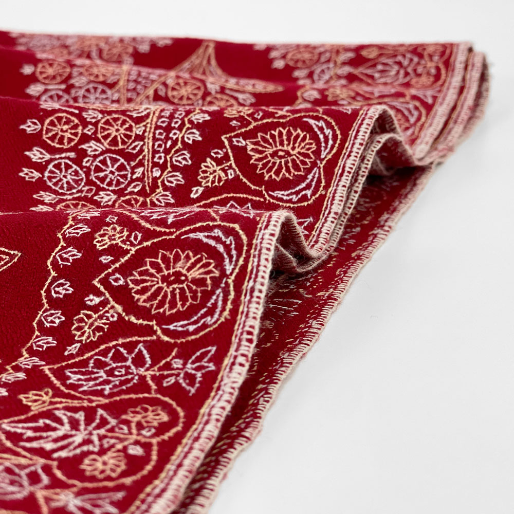 InDream 刺繍ショール パシュミナ カシミヤ  100cm巾 赤 レッド 02 パーティー クリスマス ギフト おしゃれ 誕生日 プレゼント 春 夏 秋 冬