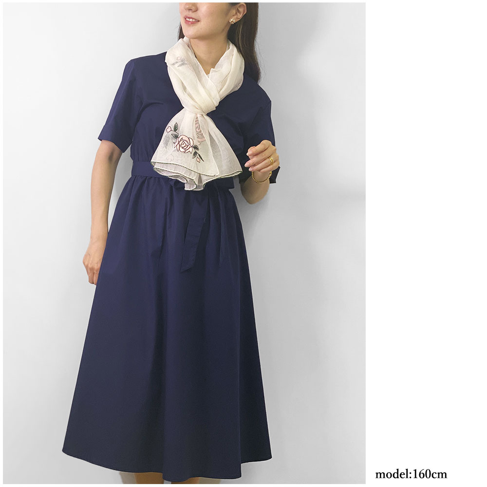 InDream シルク コットン ストール白 ホワイト /ピンク 花刺繍 結婚式 パーティー 春夏 30代 40代 50代 60代