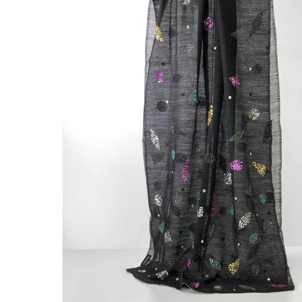 InDream ストール シルクウール ブラック スパンコール 結婚式 パーティー 30代 40代 50代 60代 70代