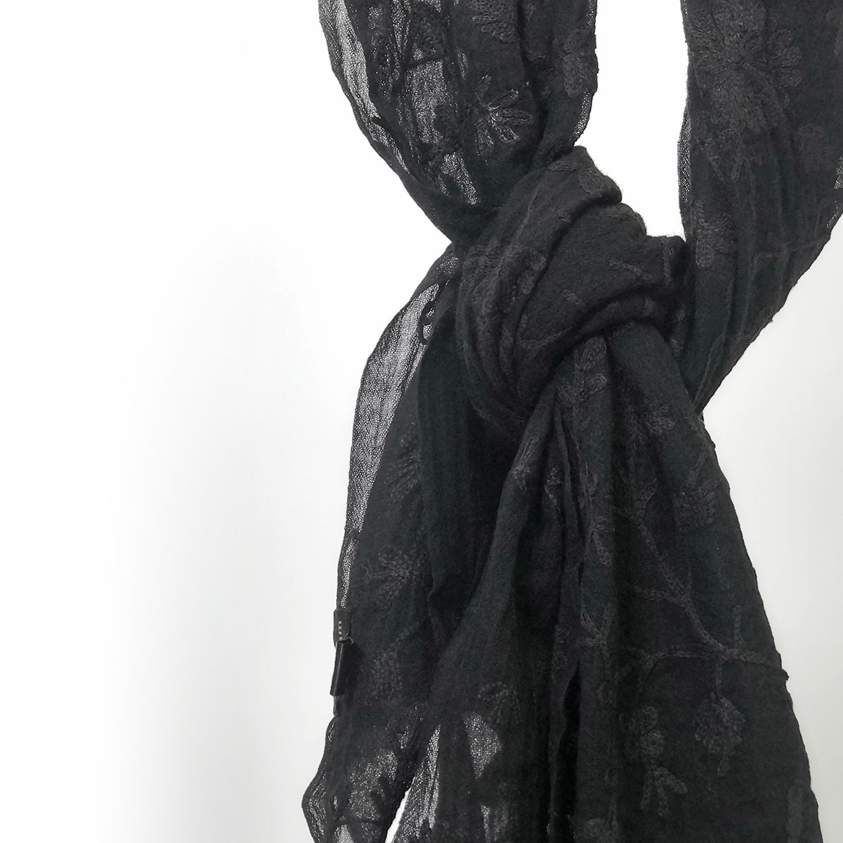 InDream ストール ウール 刺繍 ブラック 黒 花柄 結婚式 パーティー 30代 40代 50代 60代 70代