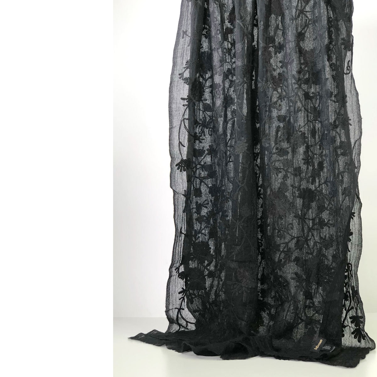 InDream ストール ウール 刺繍 ブラック 黒 花柄 結婚式 パーティー 30代 40代 50代 60代 70代