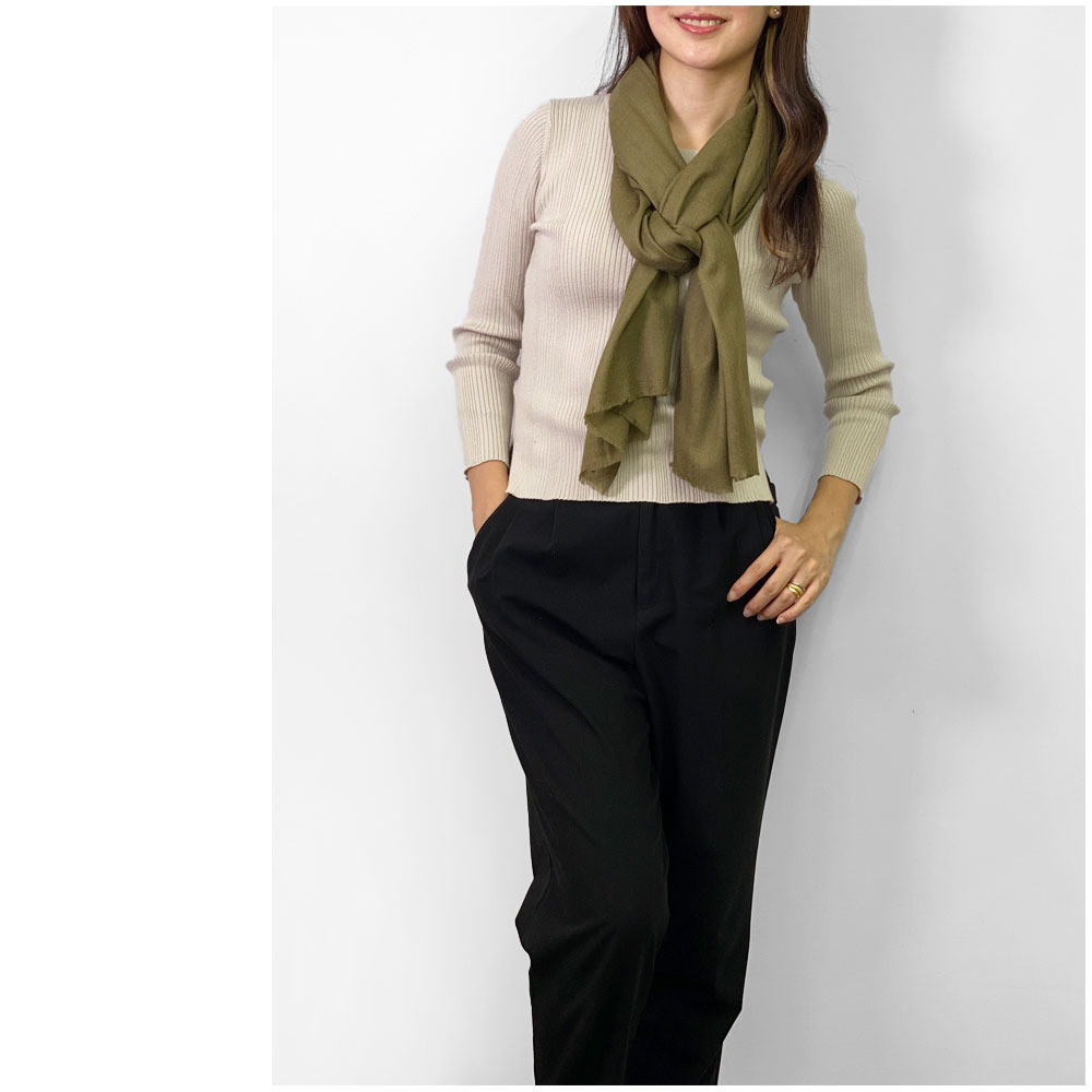 InDream シルクウール ストール 大判 70cmx200cm オリーブ 薄手 敬老の日 ギフト おしゃれ 誕生日 プレゼント 50代 60代 70代 80代 ひざ掛け メンズ