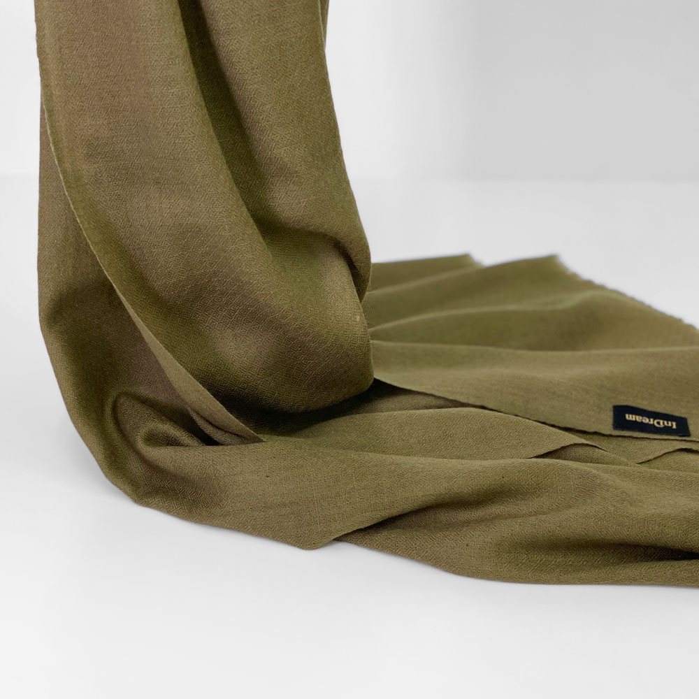 InDream シルクウール ストール 大判 70cmx200cm オリーブ 薄手 敬老の日 ギフト おしゃれ 誕生日 プレゼント 50代 60代 70代 80代 ひざ掛け メンズ