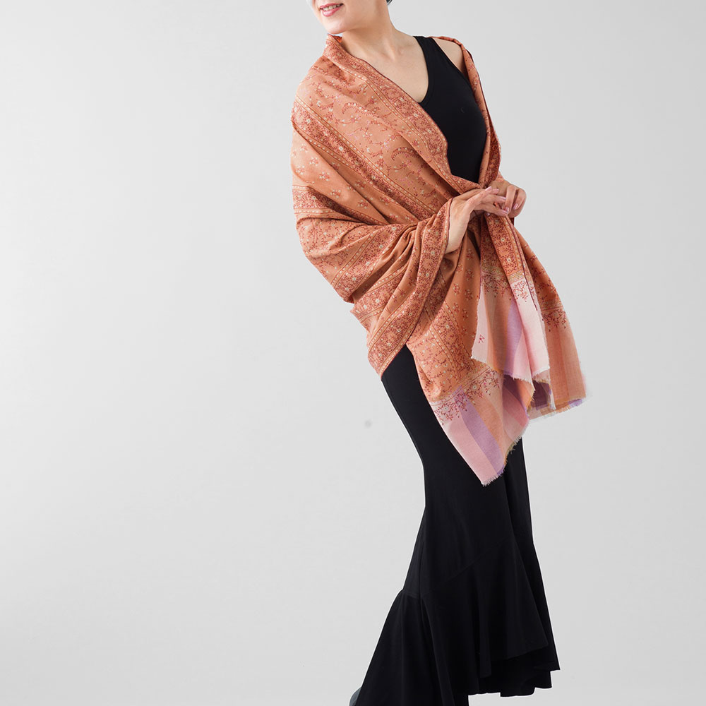 InDream 刺繍ショール パシュミナ カシミヤ 100cm巾 ピンク02 パーティー クリスマス ギフト おしゃれ 誕生日 プレゼント 着物ショール 50代 60代 70代 80代