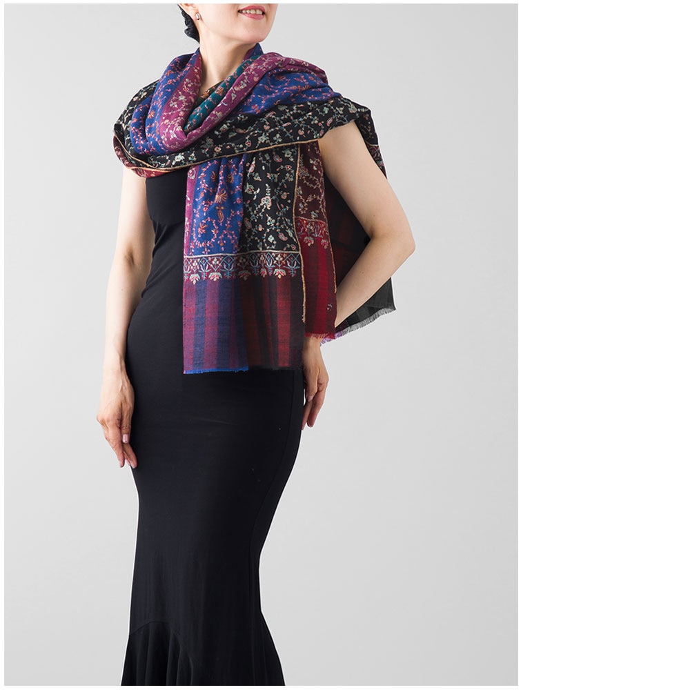 InDream 刺繍ショール パシュミナ カシミヤ  100cm巾 ミックス01 パーティー クリスマス ギフト おしゃれ 誕生日 プレゼント  着物ショール 50代 60代 70代 80代