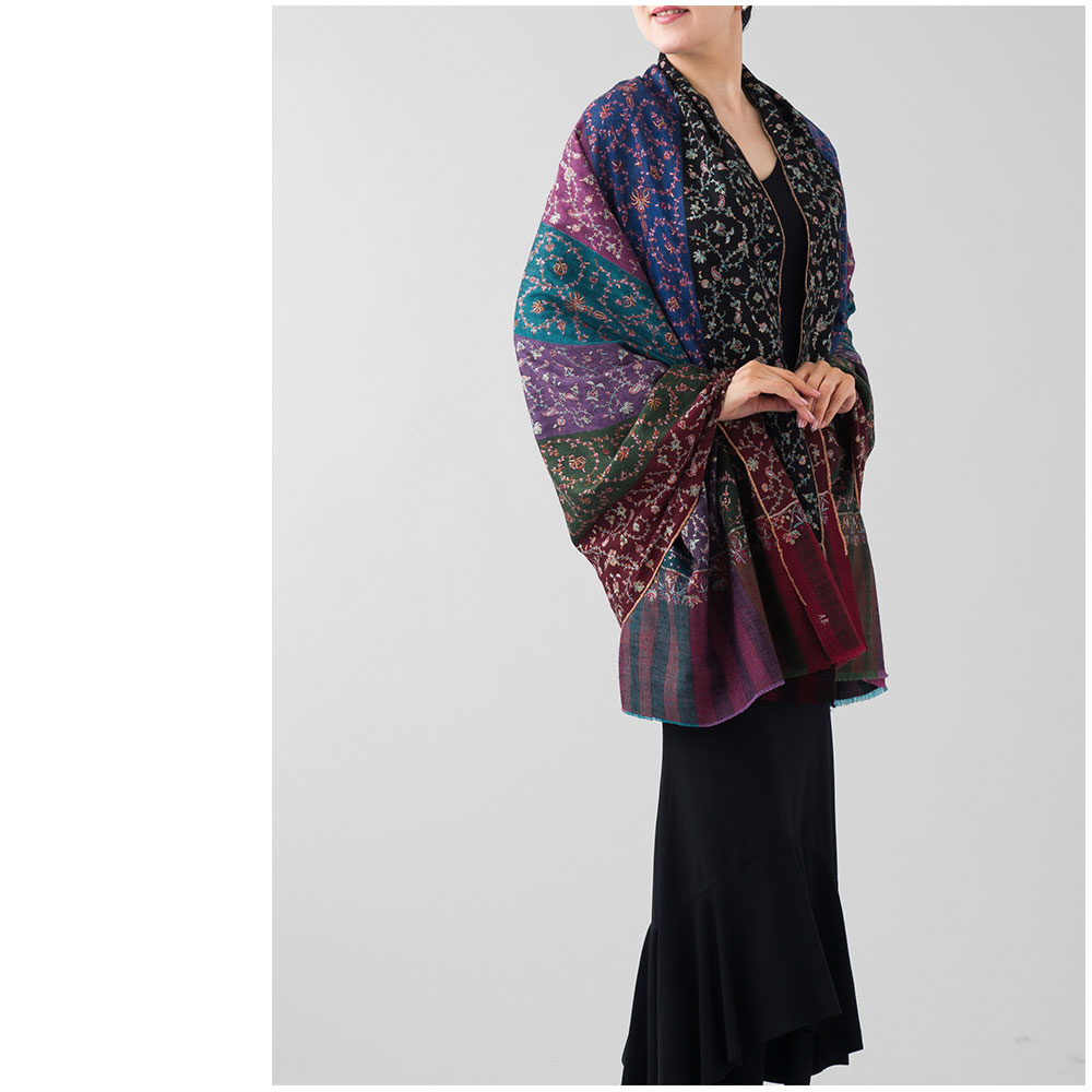 InDream 刺繍ショール パシュミナ カシミヤ  100cm巾 ミックス01 パーティー クリスマス ギフト おしゃれ 誕生日 プレゼント  着物ショール 50代 60代 70代 80代