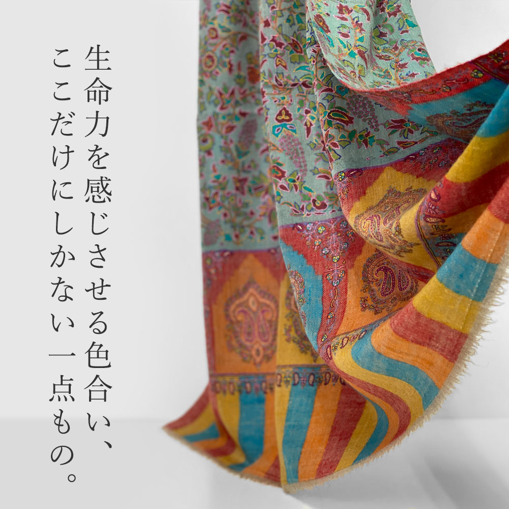 InDream 刺繍ショール パシュミナ カシミヤ 100cm巾 青 ブルー 01 パーティー クリスマス ギフト おしゃれ 誕生日 プレゼント 着物ショール 50代 60代 70代 80代