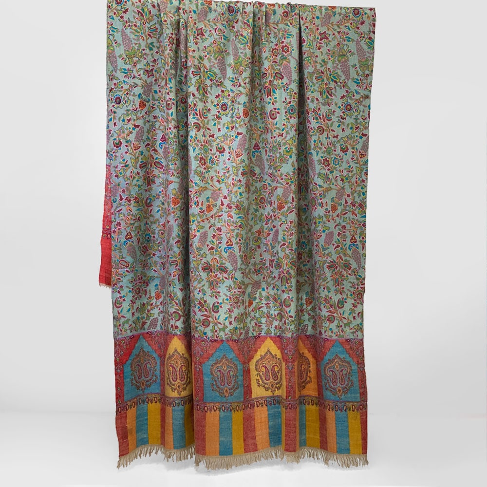 InDream 刺繍ショール パシュミナ カシミヤ 100cm巾 青 ブルー 01 パーティー クリスマス ギフト おしゃれ 誕生日 プレゼント 着物ショール 50代 60代 70代 80代