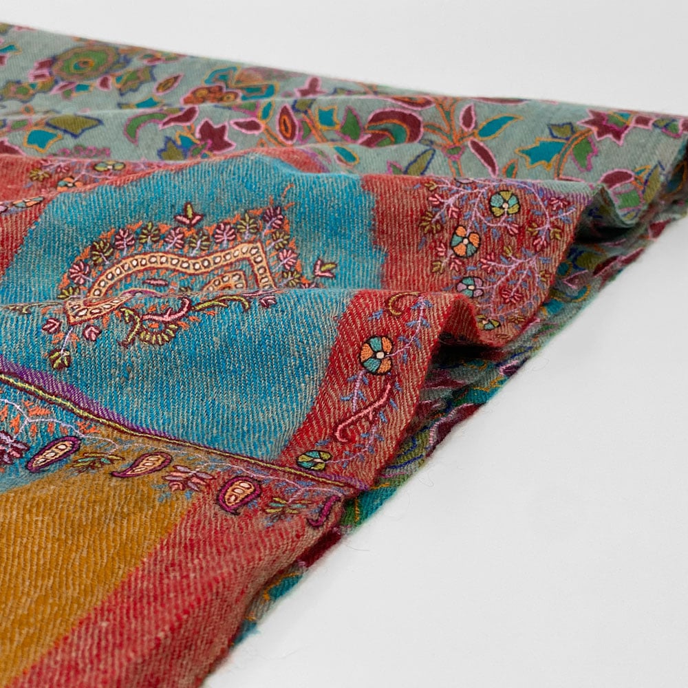 InDream 刺繍ショール パシュミナ カシミヤ 100cm巾 青 ブルー 01 パーティー クリスマス ギフト おしゃれ 誕生日 プレゼント 着物ショール 50代 60代 70代 80代