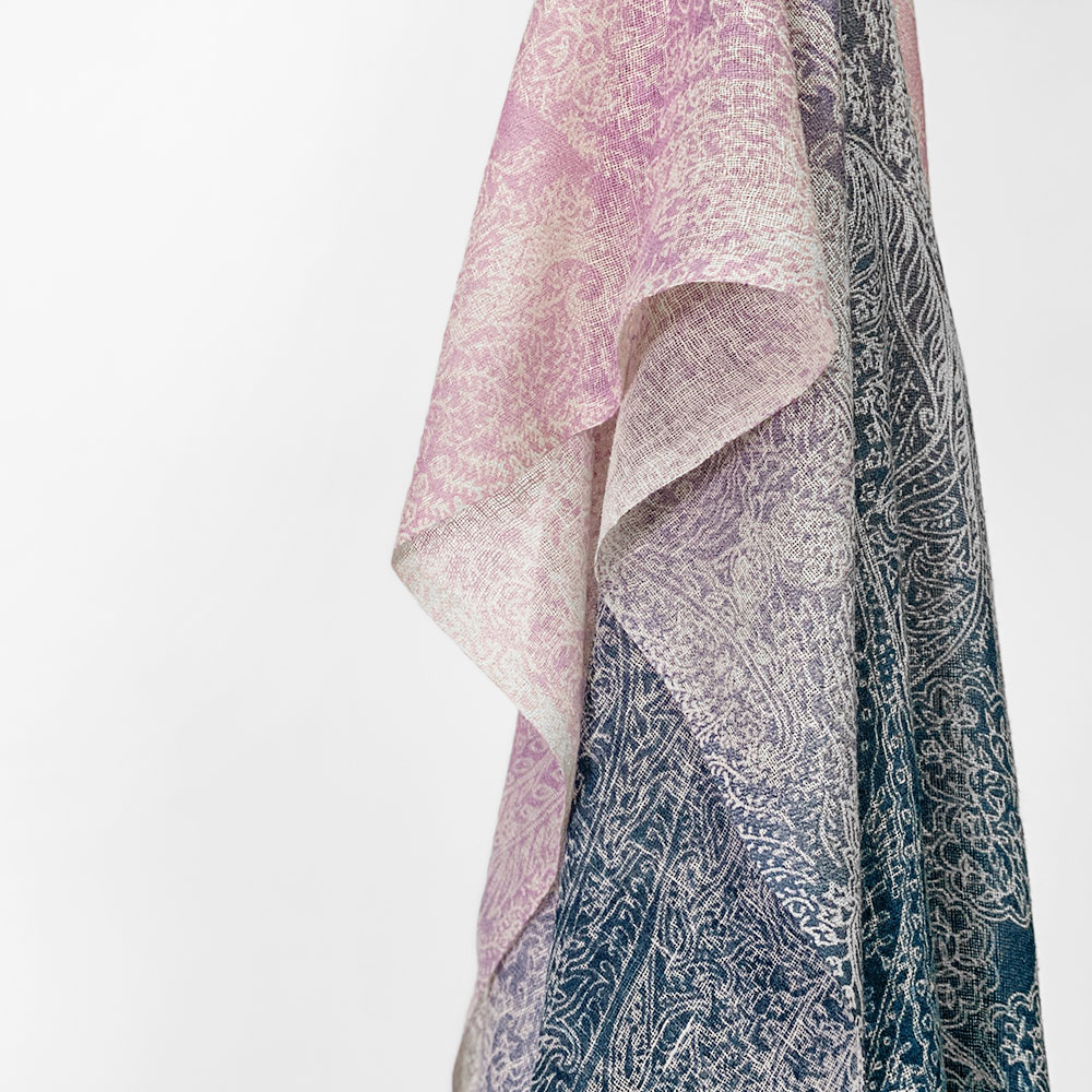 PASHMA パシュマ ストール シルクカシミヤ プリント マフラ― ネイビー ピンク クリスマス ギフト おしゃれ 誕生日 プレゼント 50代 60代 70代 80代