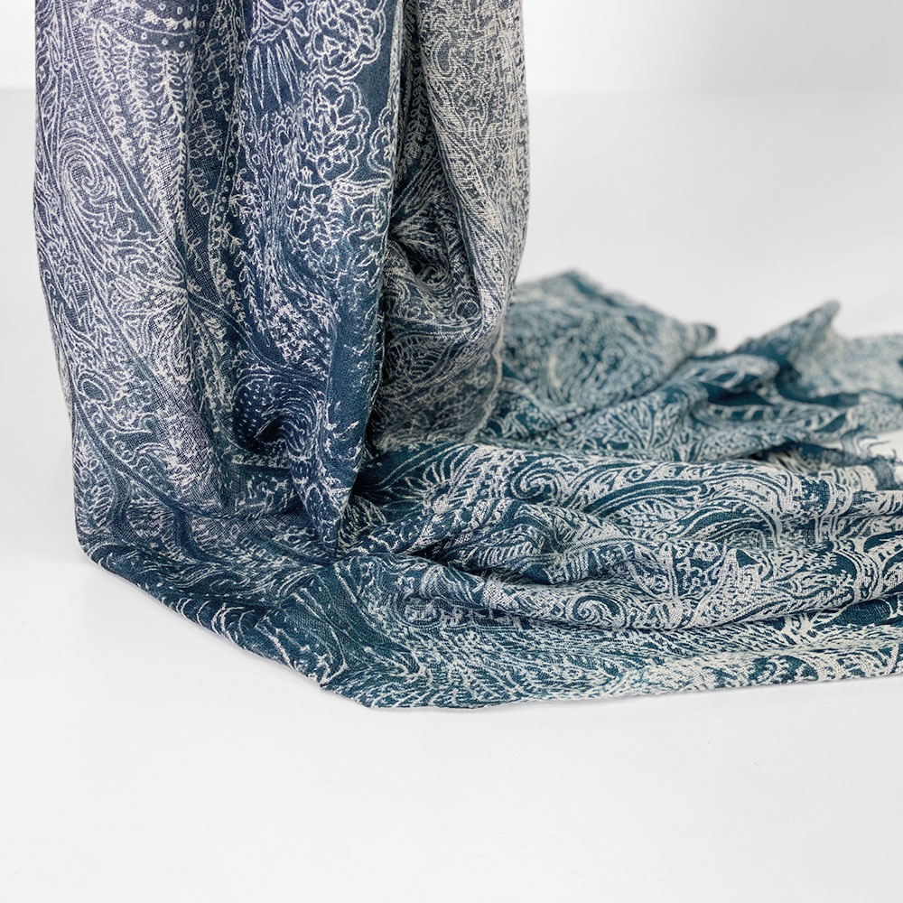 PASHMA パシュマ ストール シルクカシミヤ プリント マフラ― ネイビー ピンク クリスマス ギフト おしゃれ 誕生日 プレゼント 50代 60代 70代 80代