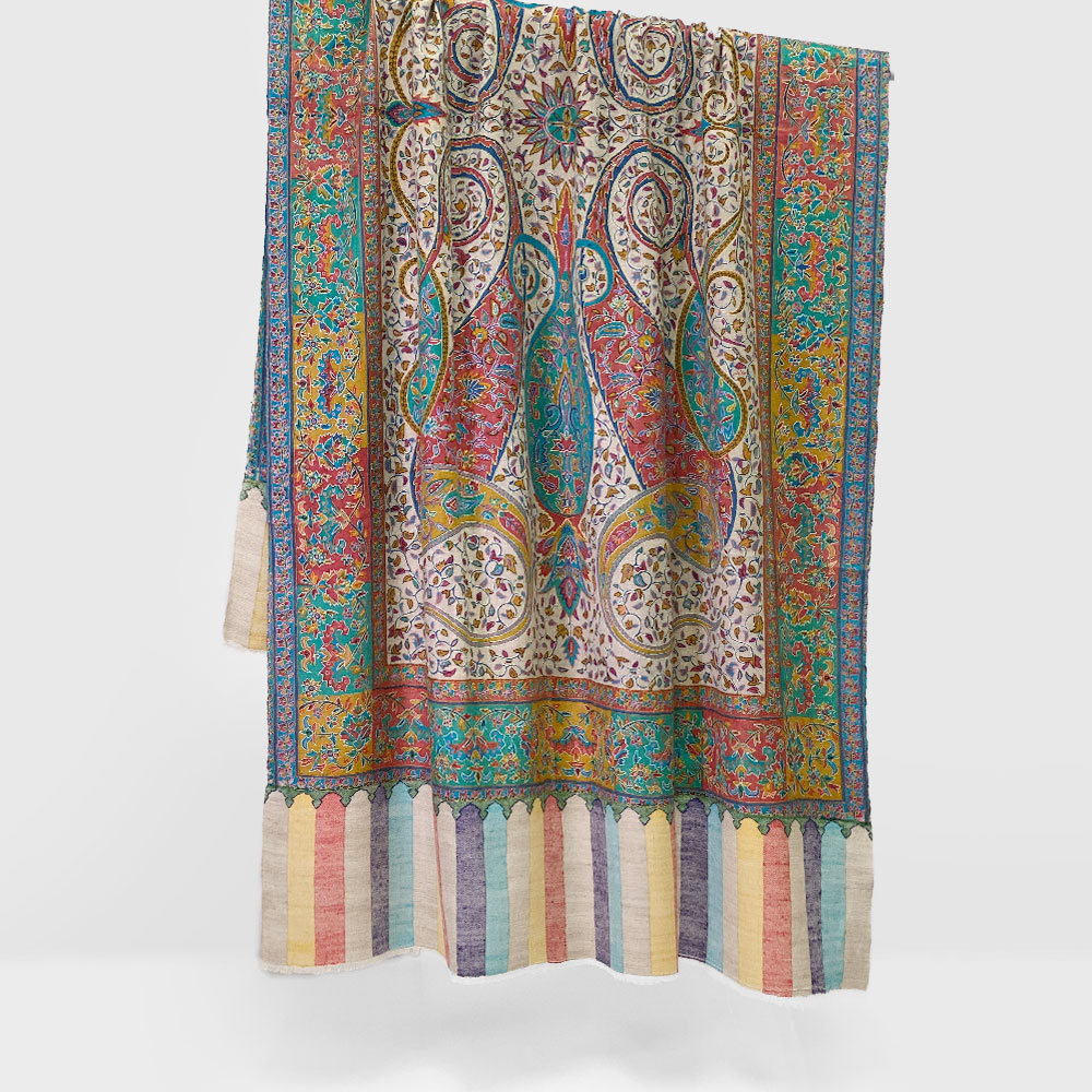 InDream 刺繍ショール パシュミナ カシミヤ 100cm巾 ベージュ03 パーティー クリスマス ギフト おしゃれ 誕生日 プレゼント 着物ショール 50代 60代 70代 80代