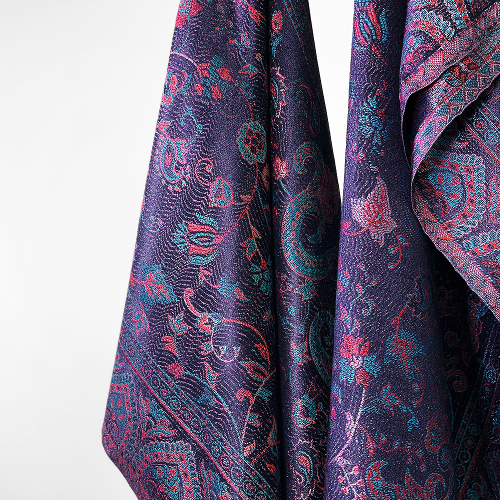 InDream ペイズリー柄 シルク ストール 中判 55cmx180cm ネイビー メンズ クリスマス ギフト おしゃれ 誕生日 プレゼント おしゃれ 50代 60代 70代 80代