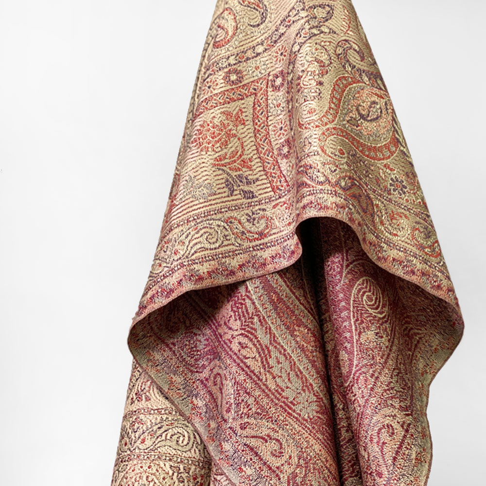 InDream ペイズリー柄 シルク ストール 中判 55cmx180cm スカーフ ベージュ クリスマス ギフト おしゃれ 誕生日 プレゼント 50代 60代 70代 80代