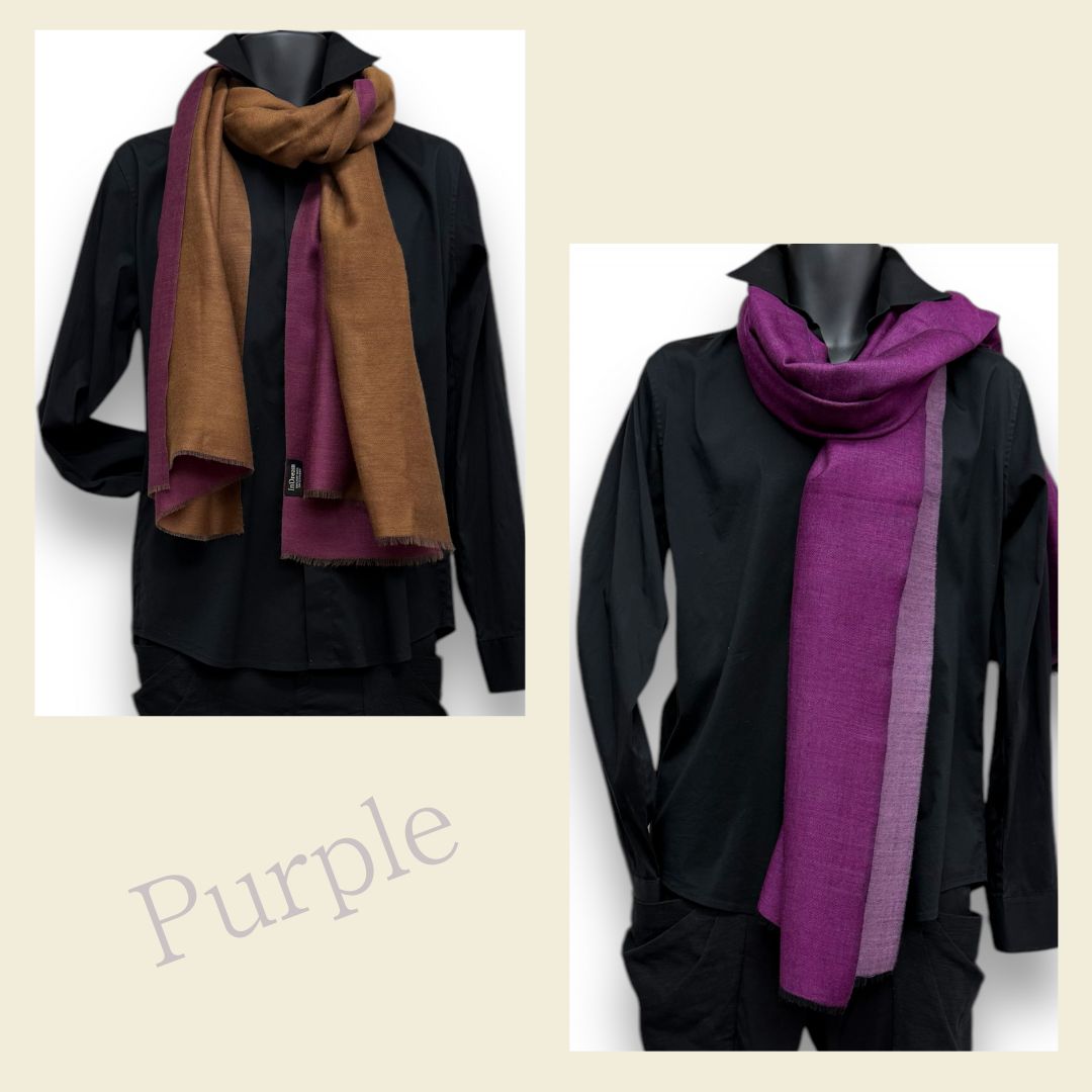 InDream NEW ファインウールリバーシブル ストール 大判 [約70cmx200cm］6パターン 無地 ニュアンスカラー 秋 冬 春 還暦 古希 お祝い 誕生日 プレゼント クリスマス ギフト ひざ掛け 40代 50代 60代 70代 80代 メンズ マフラー くすみカラー