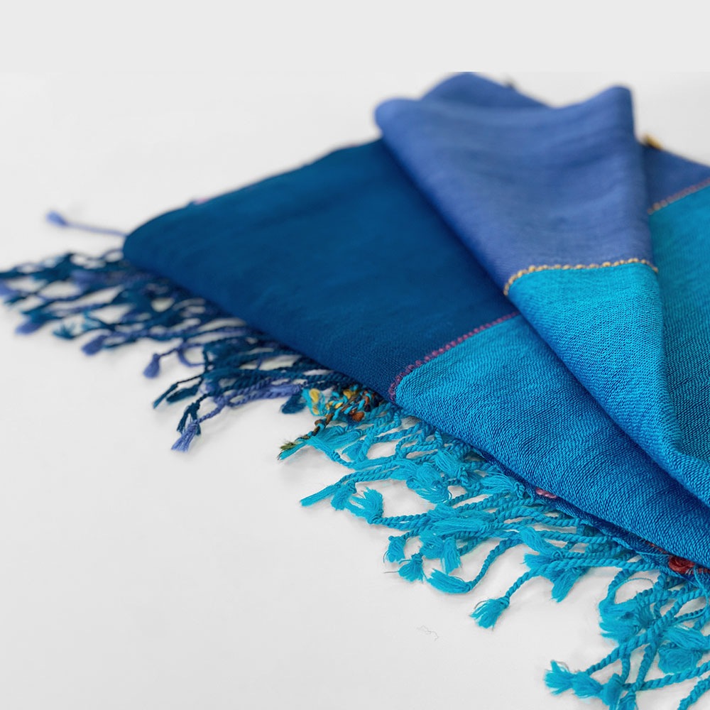 InDream ウールストール 大判 カラフル ブルー 薄手 ひざ掛け クリスマス ギフト おしゃれ 誕生日 プレゼント 40代 50代 60代 70代