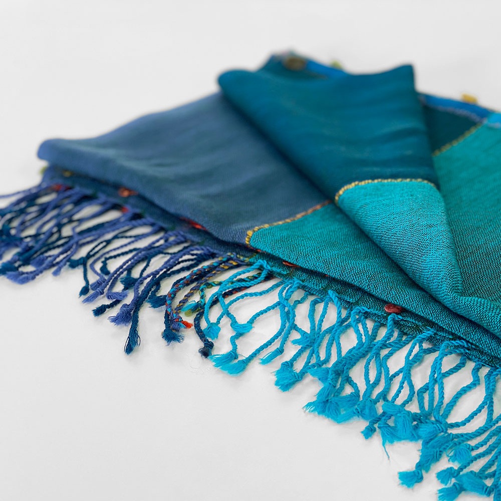 InDream ウールストール 大判 カラフル ブルー 薄手 ひざ掛け クリスマス ギフト おしゃれ 誕生日 プレゼント 40代 50代 60代 70代