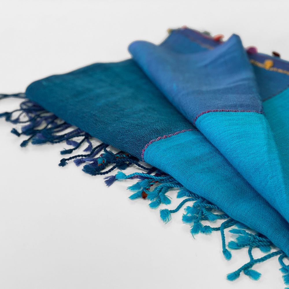 InDream ウールストール 大判 カラフル ブルー 薄手 ひざ掛け クリスマス ギフト おしゃれ 誕生日 プレゼント 40代 50代 60代 70代