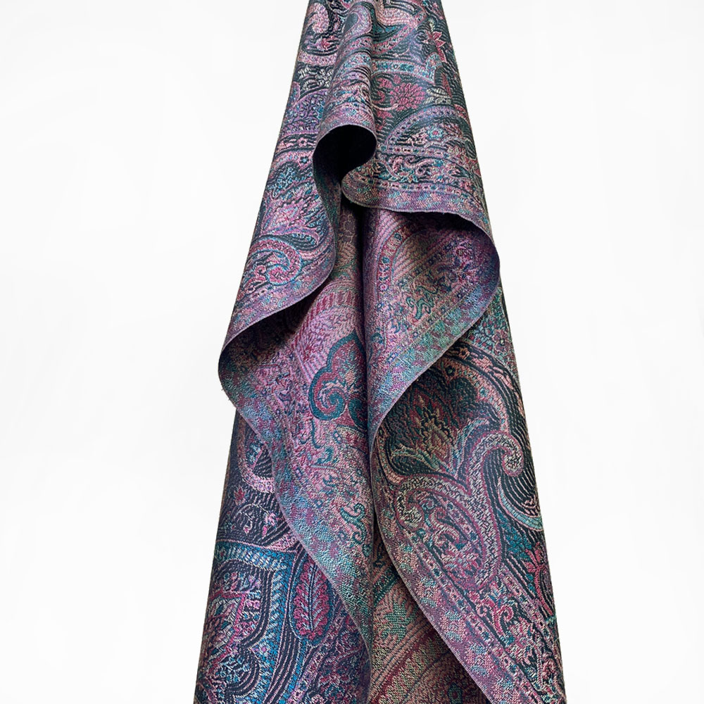 InDream ペイズリー柄 シルク ストール 中判 55cmx180cm スカーフ パープル 古希 お祝い マフラ― 秋冬 春夏 薄手 クリスマス ギフト おしゃれ 誕生日 プレゼント 50代 60代 70代 80代