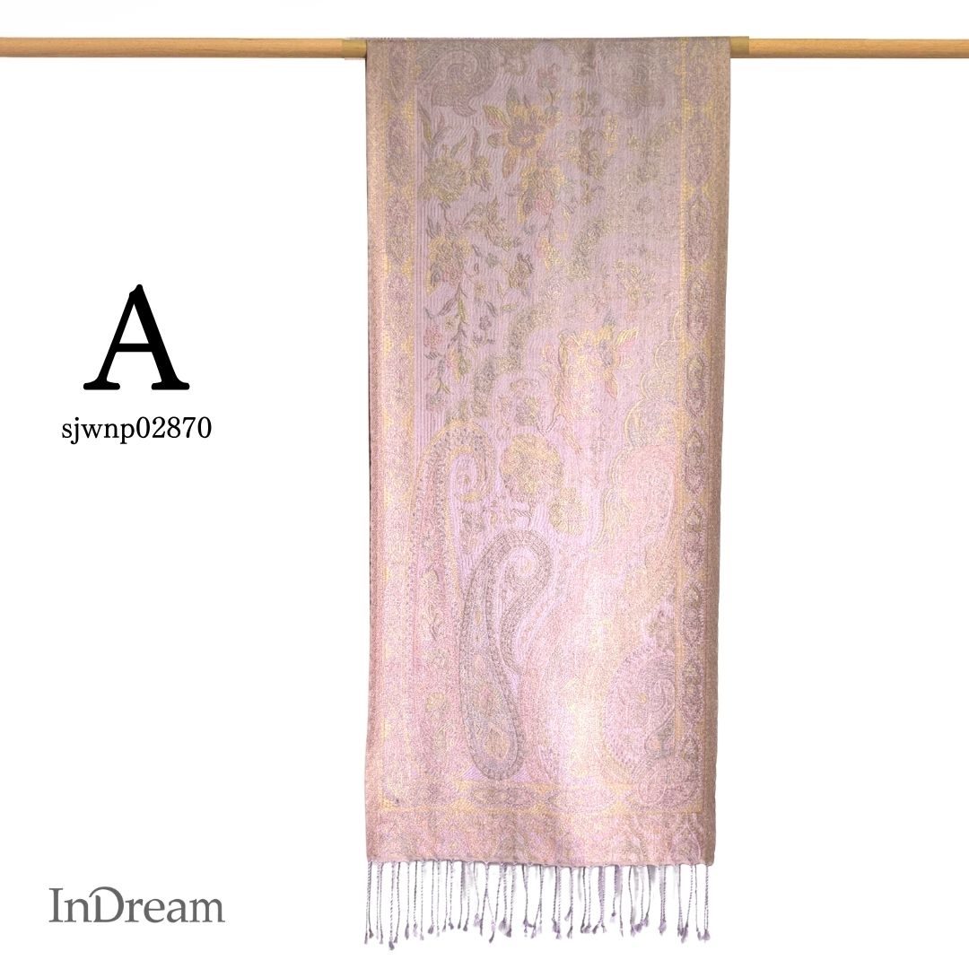 InDream ペイズリー柄 シルク ストール 小判 ［36cmx170cm］ パープル 春 秋 冬 誕生日 プレゼント 母の日 ギフト 50代 60代 70代 80代 おしゃれ ひざ掛け メンズ マフラー 女性