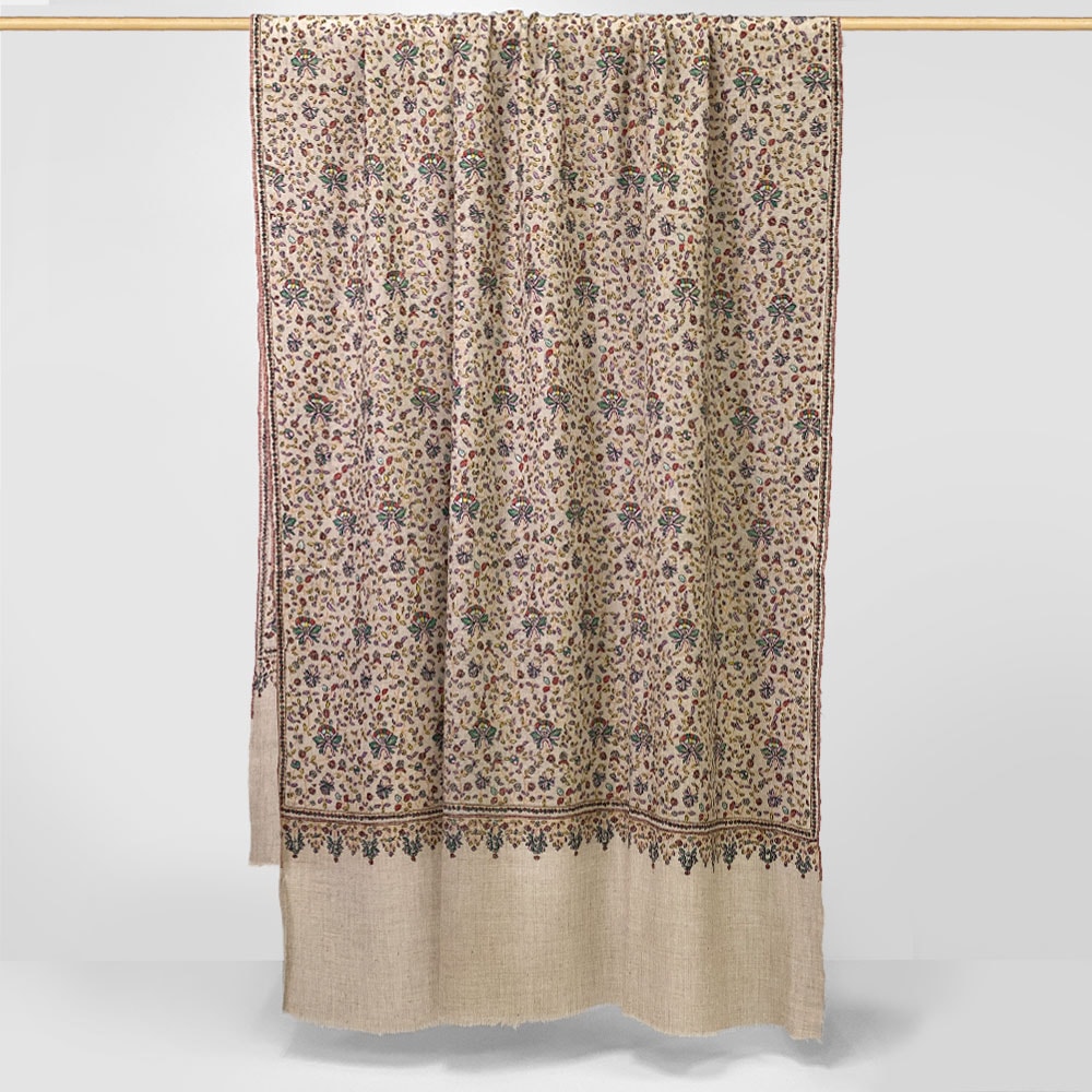 InDream 刺繍ショール パシュミナ カシミヤ 100cm巾 ベージュ05 パーティー クリスマス ギフト おしゃれ 誕生日 プレゼント 着物ショール 50代 60代 70代 80代