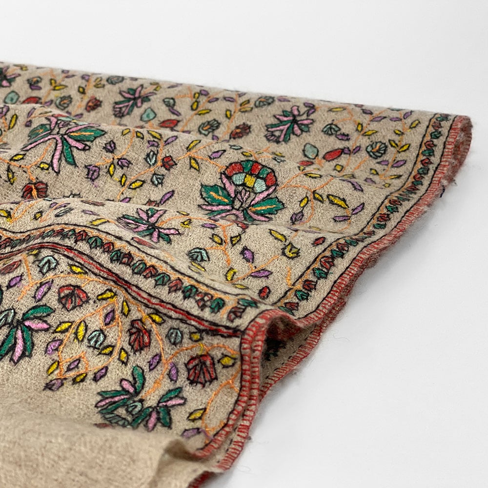 InDream 刺繍ショール パシュミナ カシミヤ 100cm巾 ベージュ05 パーティー クリスマス ギフト おしゃれ 誕生日 プレゼント 着物ショール 50代 60代 70代 80代