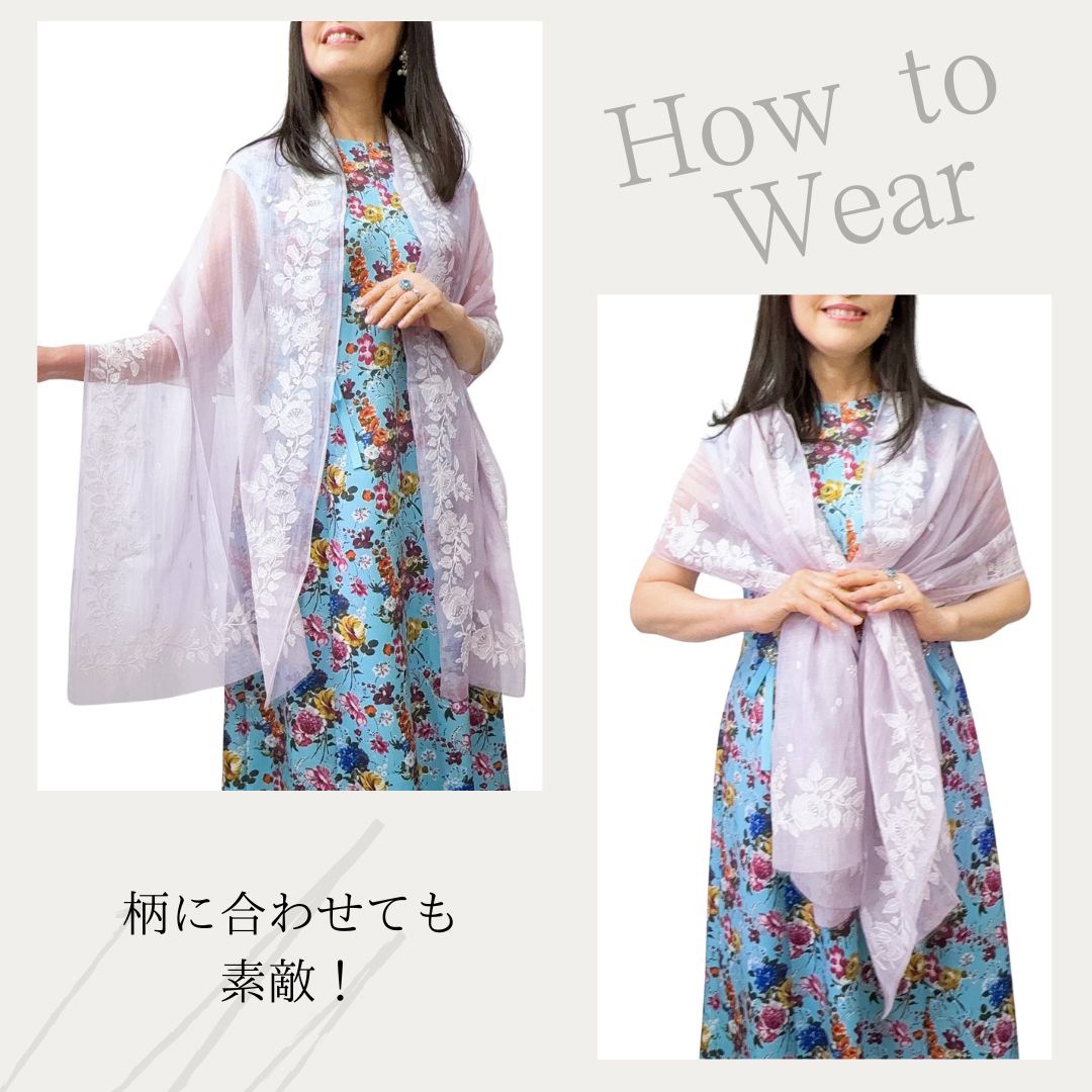 InDream シルクコットン刺繍ストール アイボリー ラベンダー ミントグリーン  結婚式 ストール 大判 パーティー 春 夏 秋 誕生日 プレゼント 母の日 ギフト 50代 60代 70代 80代 おしゃれ 女性 送料無料