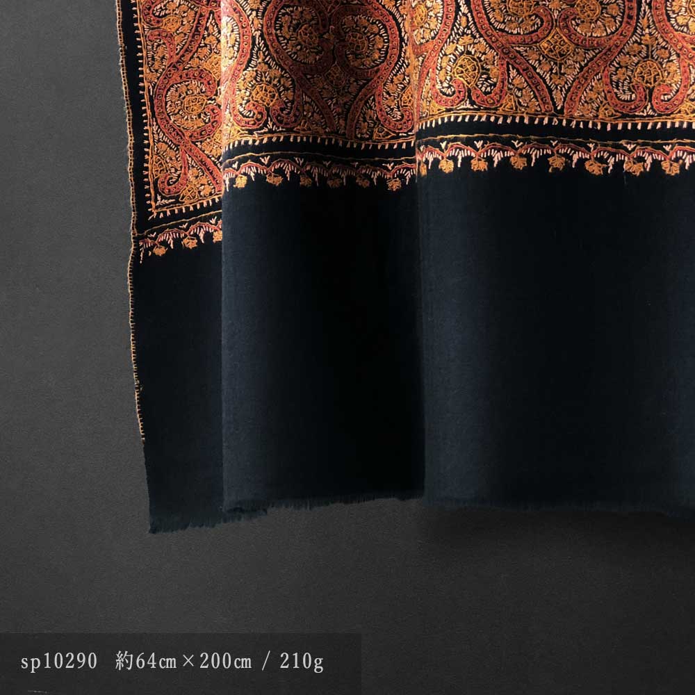 InDream 細密細針総刺繍ストール 黒 オレンジ カシミールショール 結婚式 パーティー 母の日 ギフト おしゃれ 誕生日 プレゼント 50代 60代 70代 80代