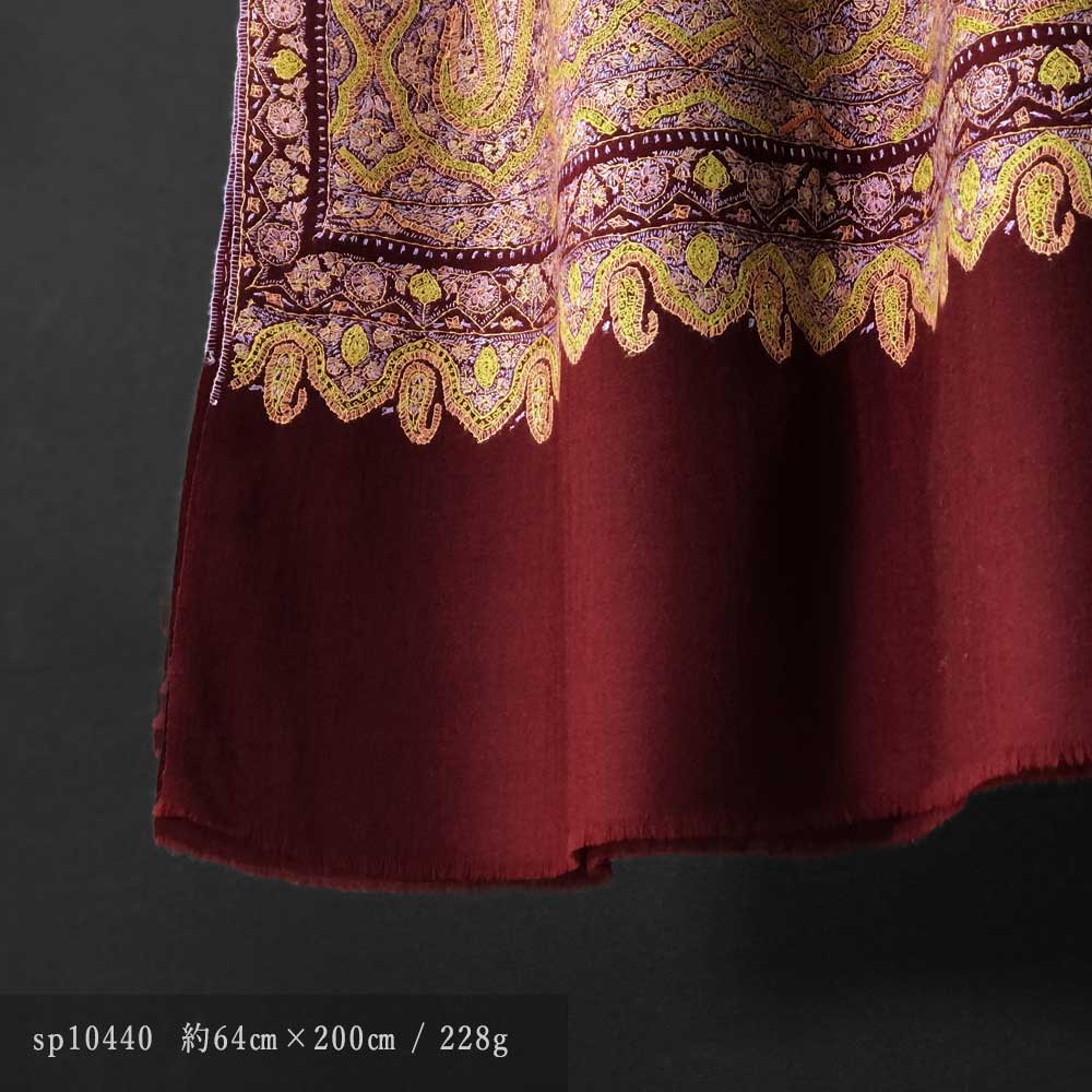 InDream ソズニ刺繍ストール ウール エンジ パープル 70cm巾 着物ショール 結婚式 パーティー 母の日 ギフト おしゃれ 誕生日 プレゼント 50代 60代 70代 80代