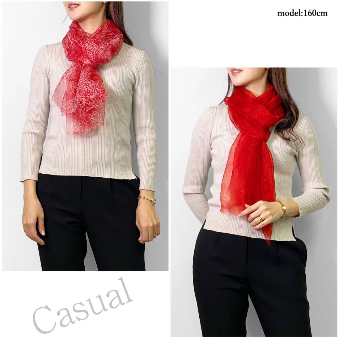 InDream シルクプリントストール 赤 還暦祝い クリスマス ギフト おしゃれ 誕生日 プレゼント スカーフ