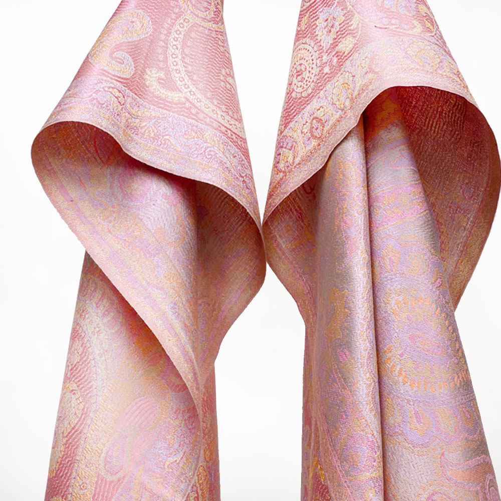 InDream ペイズリー柄 シルク ストール 小判 36cmx170cm スカーフ マフラ― ピンク 古希 お祝い クリスマス ギフト おしゃれ 誕生日 プレゼント 50代 60代 70代 80代