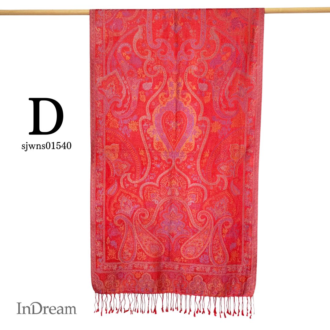 InDream ペイズリー柄 シルク ストール 中判 ［55cmx180cm］ 赤 レッド 還暦祝い   春 秋 冬 誕生日 プレゼント 敬老の日 ギフト 50代 60代 70代 80代 おしゃれ ひざ掛け メンズ マフラー 女性