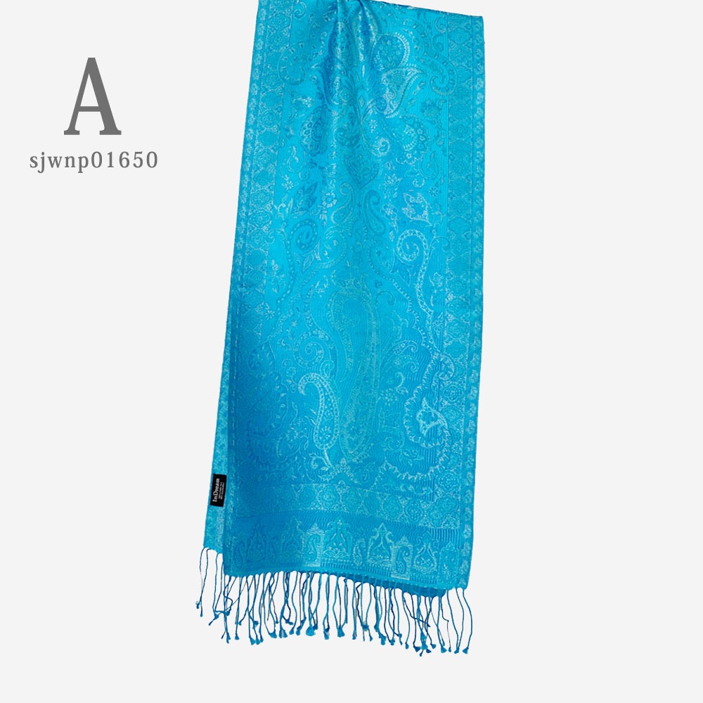 InDream ペイズリー柄 シルク ストール 小判［36cmx170cm］スカーフ   ブルー  春 秋冬 クリスマス ギフト おしゃれ 誕生日 プレゼント  50代 60代 70代 80代