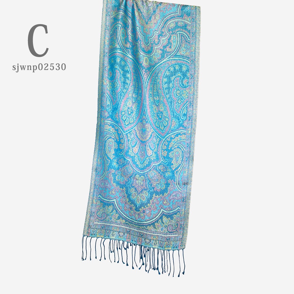 InDream ペイズリー柄 シルク ストール 小判［36cmx170cm］スカーフ   ブルー  春 秋冬 クリスマス ギフト おしゃれ 誕生日 プレゼント  50代 60代 70代 80代