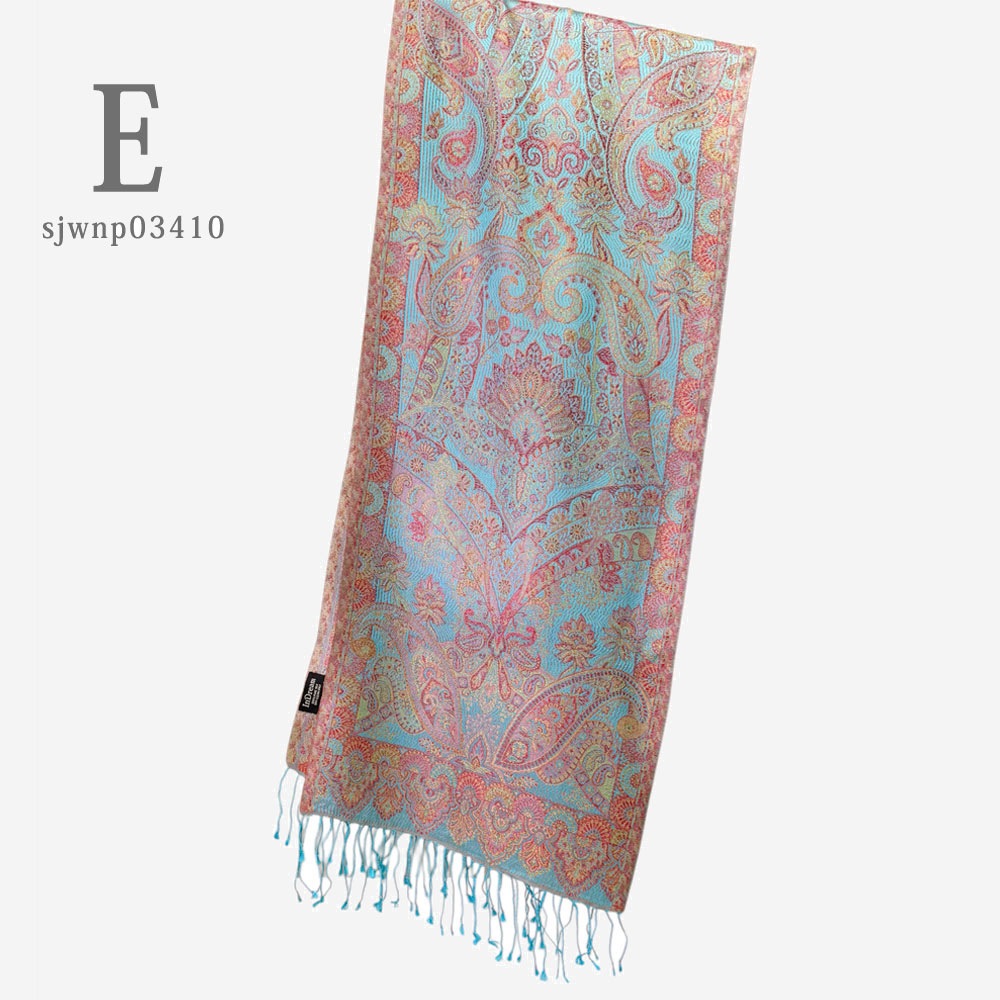 InDream ペイズリー柄 シルク ストール 小判［36cmx170cm］スカーフ   ブルー  春 秋冬 クリスマス ギフト おしゃれ 誕生日 プレゼント  50代 60代 70代 80代