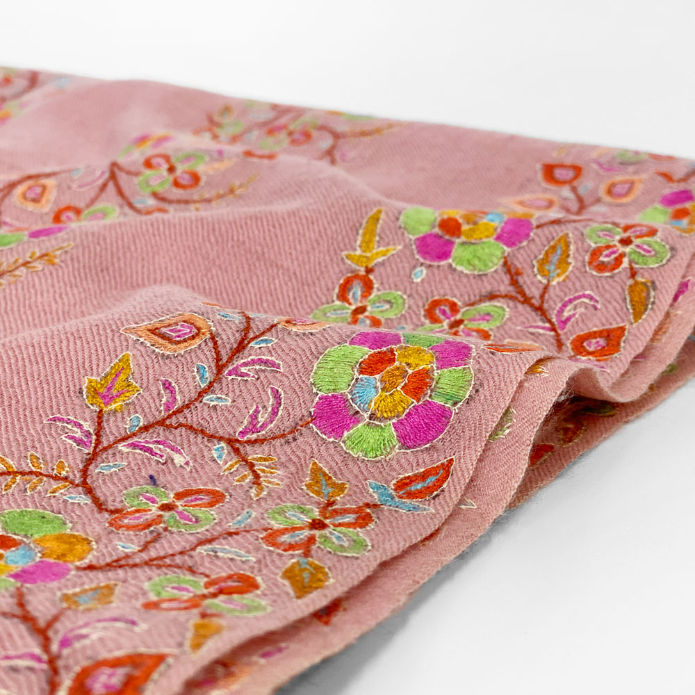 InDream 刺繍ショール パシュミナ カシミヤ 100cm巾 ピンク03 パーティー クリスマス ギフト おしゃれ 誕生日 プレゼント 着物ショール 50代 60代 70代 80代