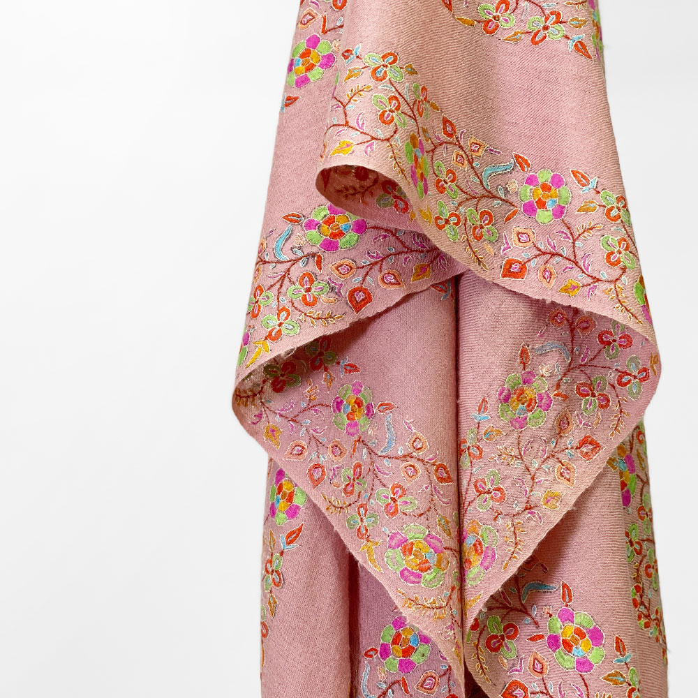 InDream 刺繍ショール パシュミナ カシミヤ 100cm巾 ピンク03 パーティー クリスマス ギフト おしゃれ 誕生日 プレゼント 着物ショール 50代 60代 70代 80代