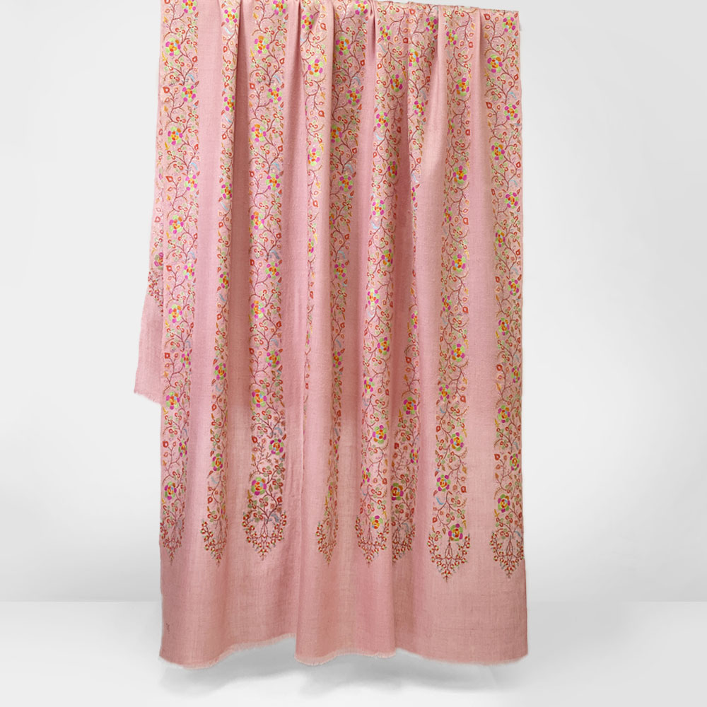 InDream 刺繍ショール パシュミナ カシミヤ 100cm巾 ピンク03 パーティー クリスマス ギフト おしゃれ 誕生日 プレゼント 着物ショール 50代 60代 70代 80代