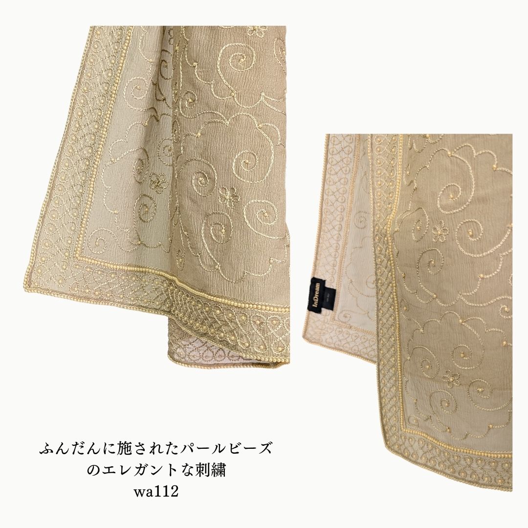 InDream シルク シフォン ストール 刺繍 ベージュ ピンク グリーン 冷房対策 紫外線対策 ギフト 誕生日 プレゼント 結婚式パーティー 春夏 50代 60代 70代 80代