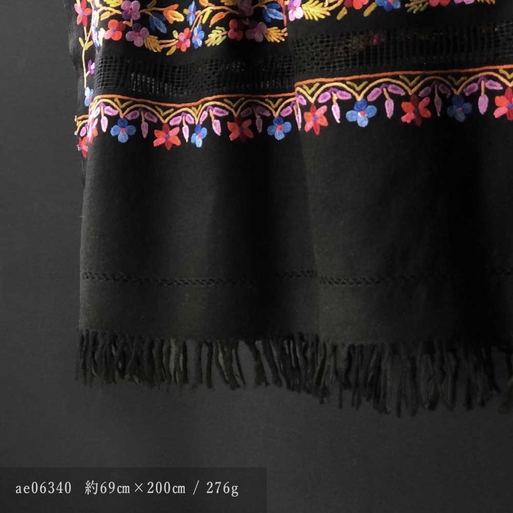 InDream アーリ刺繍ストール 黒 大判 冷房対策 ギフト おしゃれ 誕生日 プレゼント 着物ショール レディース 50代 60代 70代 80代