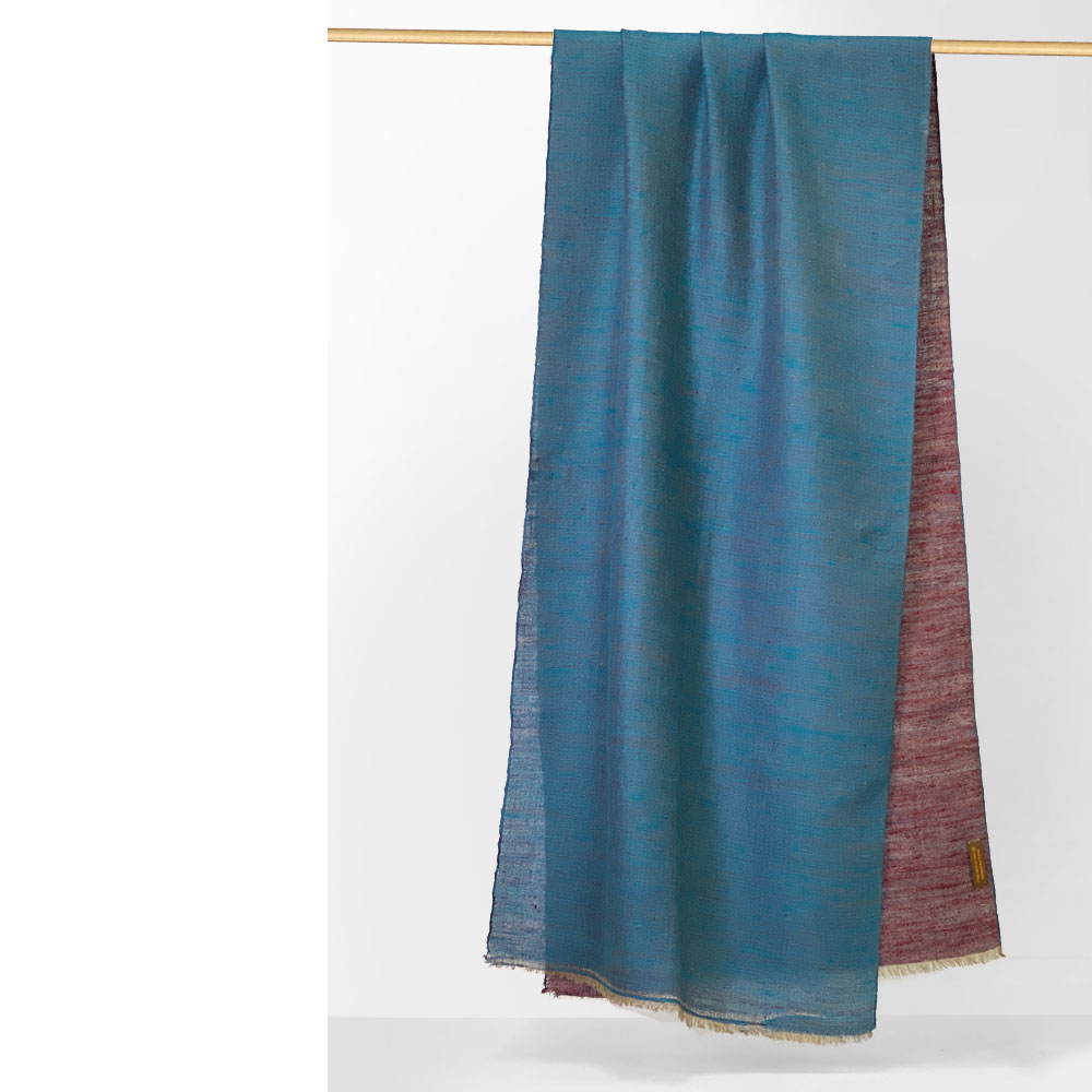 InDream 手織りパシュミナストールリバーシブル マフラ― カシミヤ100% ブルー 赤 50cm幅 父の日プレゼント ギフト 誕生日 40代 50代 60代 70代 80代