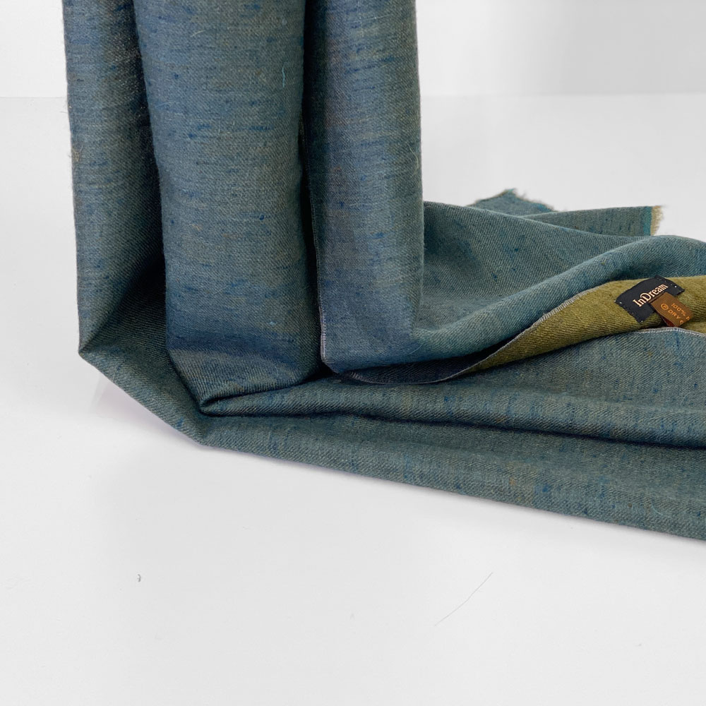 InDream 手織りパシュミナストールリバーシブル マフラ― カシミヤ100% ブルー カーキ 50cm幅 父の日プレゼント ギフト 誕生日 40代 50代 60代 70代 80代