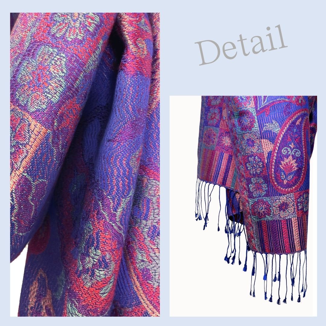 InDream ペイズリー柄 シルク ストール 中判 ［55cmx180cm］ ブルー レッド 春 秋 冬 誕生日 プレゼント クリスマス ギフト 50代 60代 70代 80代 おしゃれ ひざ掛け メンズ マフラー 女性