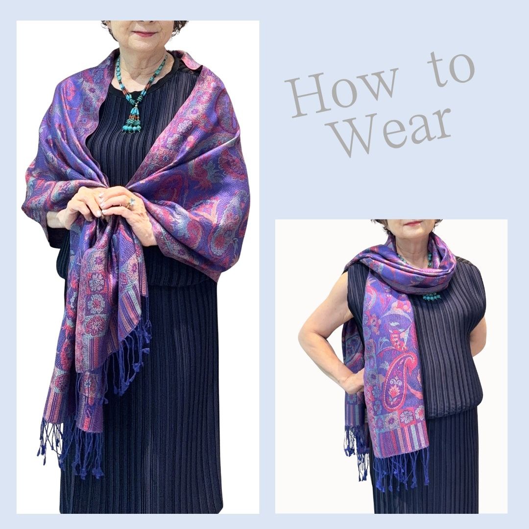 InDream ペイズリー柄 シルク ストール 中判 ［55cmx180cm］ ブルー レッド 春 秋 冬 誕生日 プレゼント クリスマス ギフト 50代 60代 70代 80代 おしゃれ ひざ掛け メンズ マフラー 女性