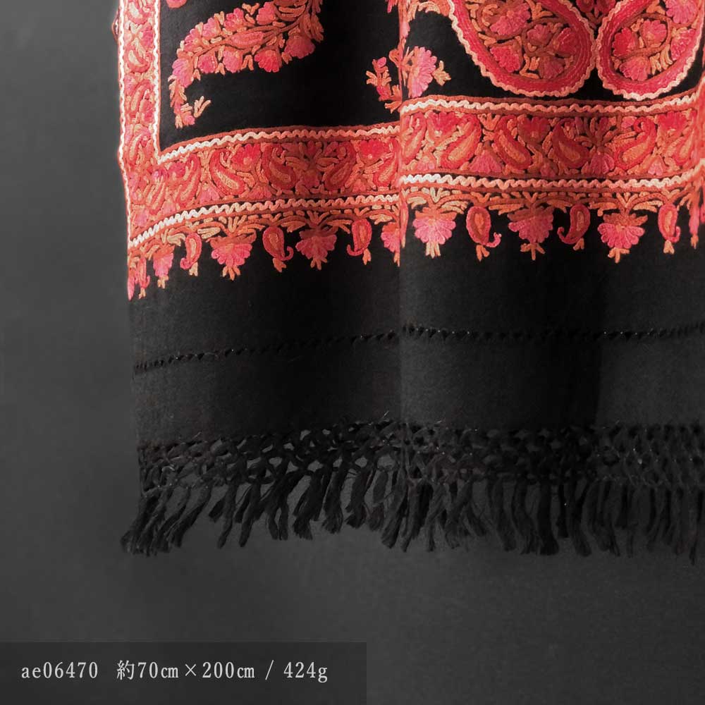 InDream アーリ刺繍ストール 黒 レッド 大判 冷房対策 ギフト おしゃれ 誕生日 プレゼント 着物ショール レディース 50代 60代 70代 80代