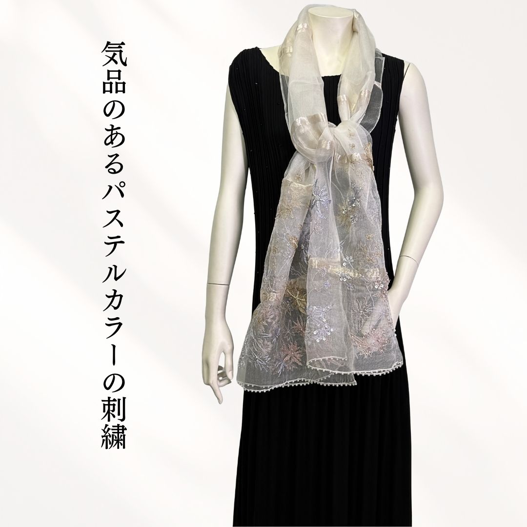 InDream シルク オーガンジー ストール ナチュラルホワイト ラベンダー ゴールド 古希 お祝い 結婚式 ストール パーティー 誕生日 プレゼント 母の日 ギフト 女性 おしゃれ 送料無料