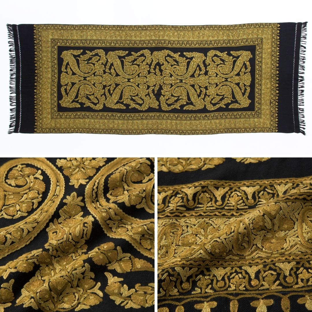 InDream アーリ刺繍ストール 黒 ブラック /カーキ 冷房対策 ギフト おしゃれ 誕生日 プレゼント 着物ショール 春 秋 冬 50代 60代 70代 80代