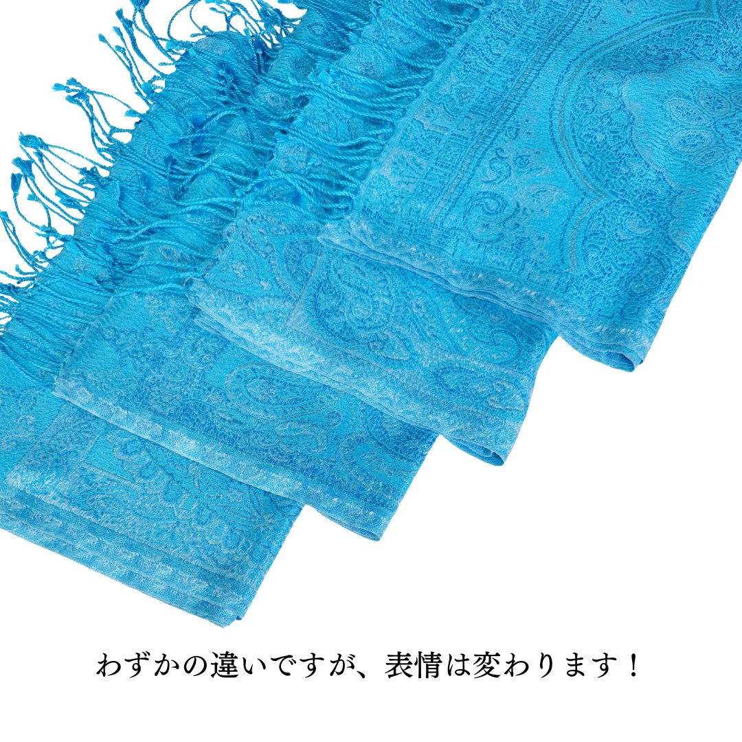 InDream ペイズリー柄 シルク ストール 大判 ［36cmx170cm］ ブルー ターコイズ 春 秋 冬 冬 誕生日 プレゼント  母の日 ギフト 50代 60代 70代 80代  ひざ掛け スカーフ 女性 お祝い オフィス 春夏